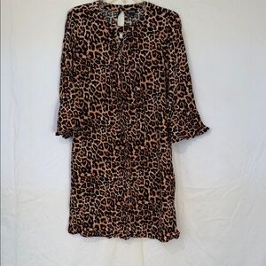 a.n.a Animal Print Long Sleeve Dress